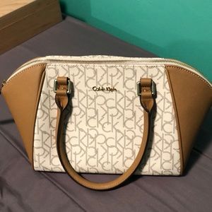 calvin klein dome satchel/ double handled bag